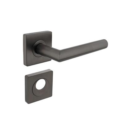 Deurkruk Bastian op rozet verdekt 55x55x10mm met nokken en rondcilinderrozetten antraciet grijs