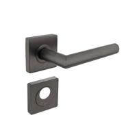 Deurkruk Bastian op rozet verdekt 55x55x10mm met nokken en rondcilinderrozetten antraciet grijs - thumbnail
