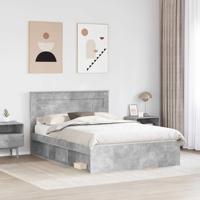 Bedframe met hoofdeinde Beton 160 x 200 cm Massief grenenhout - thumbnail