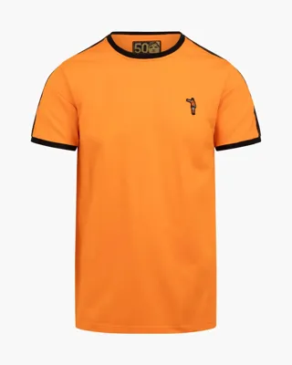 Cruyff Dos Rayas Ringer T-Shirt Heren Oranje - Maat M - Kleur: Oranje | Soccerfanshop