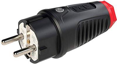 PCE 0521-sr Stekker met randaarde Rubber, Thermoplast 250 V Zwart, Rood IP54