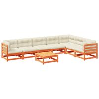 8-delige Loungeset met kussens massief grenenhout wasbruin - thumbnail