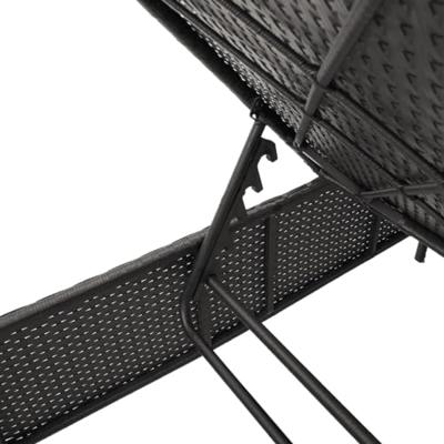 Ligbed met kussen poly rattan zwart