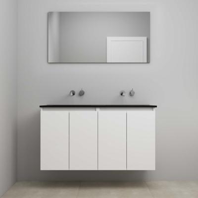 On-Line Badkamermeubelset - 120 cm - Voorgemonteerd - Greeploze Ladestructuur - Acryl Wastafel - zonder Kraangat - Spiegel - Hoogglans Wit - V02