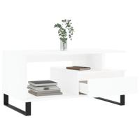 Salontafel 90x49x45 cm bewerkt hout wit - thumbnail