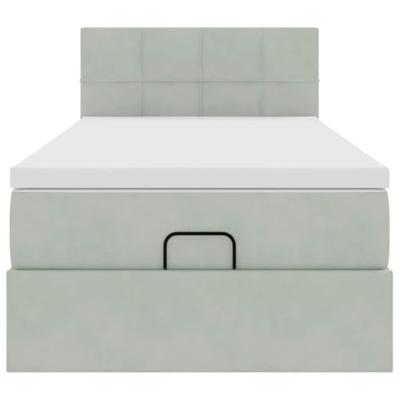Ottoman bed met matras en LED's 100x200 cm fluweel lichtgrijs