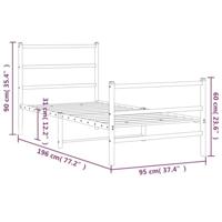 Bedframe met hoofd- en voeteneindemetaal zwart 90x190 cm - thumbnail