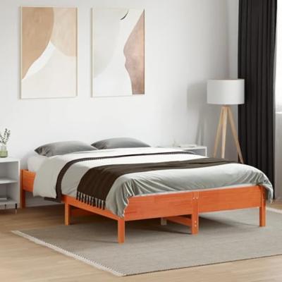 Bedframe zonder matras massief grenenhout wasbruin 120x190 cm