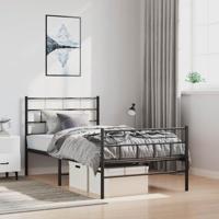 Bedframe met hoofd- en voeteneinde metaal zwart 100x200 cm - thumbnail
