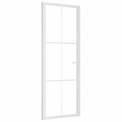 Binnendeur 76x201,5 cm ESG-glas en aluminium wit
