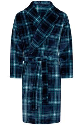 Herenbadjas klassieke ruit - blauw - fleece-S- 48