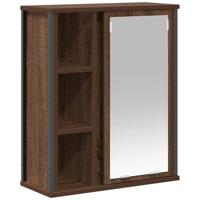 Badkamerwandkast met spiegel 50x21x60 cm bruin eikenkleurig - thumbnail