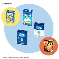 Speelgoedwinkel - KLEIN - Metalen boodschappenmand gevuld met dozen - Gevuld met namaakvoedseldozen. - thumbnail