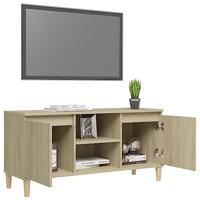 Tv-meubel met houten poten 103,5x35x50 cm sonoma eikenkleurig - thumbnail