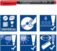 Staedtler Lumocolor permanent F DRY SAFE 318 WP4 Permanent marker Rood, Blauw, Groen, Zwart Watervast: Ja - thumbnail