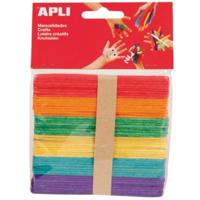 Apli gekleurde houten sticks, blister met 50 stuks - thumbnail