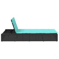Ligbed met zwevend kussen poly rattan zwart - thumbnail