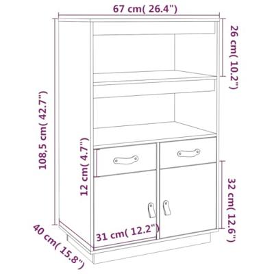 Hoge kast 67x40x108,5 cm massief grenenhout grijs