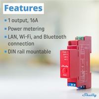 Shelly Shelly Pro 1PM Shelly DIN-railrelais Bluetooth, WiFi - thumbnail