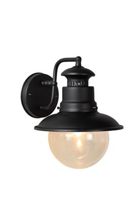 Lucide FIGO - Wandlamp Binnen/Buiten - Ø 21,5 cm - 1xE27 - IP44 - Zwart