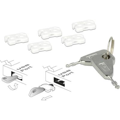 Delock USB-A-poortslot 20648 Set van 5 stuks Wit Incl. 2 sleutels 20648