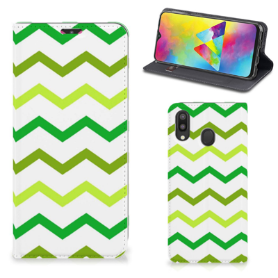 Samsung Galaxy M20 | Hoesje met Magneet | Zigzag Groen