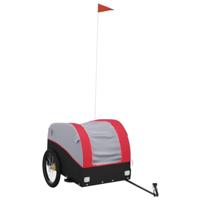 VidaXL Fietstrailer 45 kg ijzer zwart en rood - thumbnail