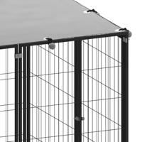 VidaXL Hondenkennel 110x110x110 cm staal zwart - thumbnail