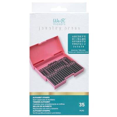 We R Makers • alphabet stamps serif font upper case and numbers with case