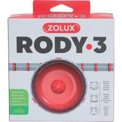 Rody3 Loopfiets voor kleine knaagdieren zoals hamsters, racemuizen, konijnen, geschikt voor alle kooien, granaatappelrood