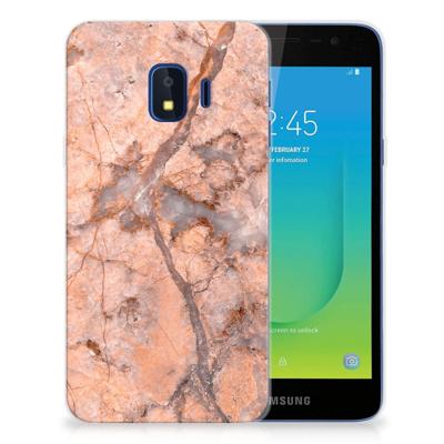 Samsung Galaxy J2 Core TPU Siliconen Hoesje Marmer Oranje Samsung Galaxy J2 Core TPU Siliconen Hoesje Marmer Oranje