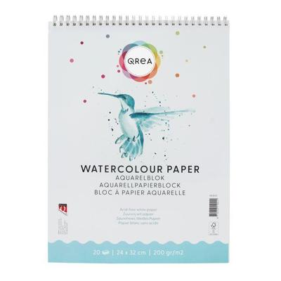 Aquarelblok qrea 24x32 20vel 200gr spiraal | 5 stuks