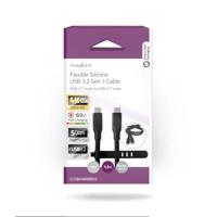 Nedis USB-Kabel | USB 3.2 Gen 1 | USB-C Male | USB-C Male | 60 W | 8K@30Hz | 5 Gbps | Vernikkeld | 1.50 m | Rond | Silicone | Zwart | Doos - - thumbnail