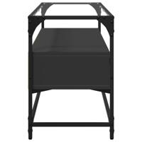 Tv-meubel met glazen blad 98x35x51 cm bewerkt hout zwart - thumbnail