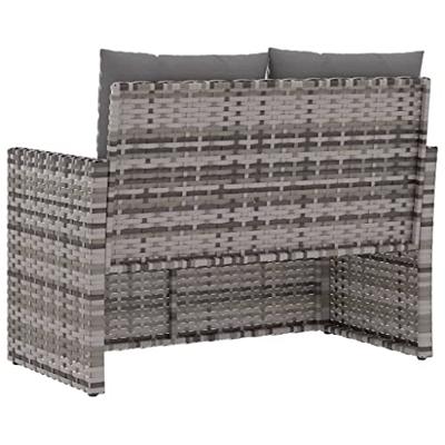 Tuinbank met kussens 105 cm poly rattan grijs - thumbnail