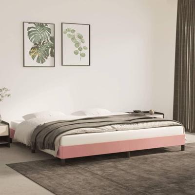 Bedframe fluweel roze 200x200 cm Bedframe fluweel roze 200x200 cm