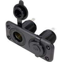 TRU COMPONENTS Dubbele auto-inbouwbus met beschermkap Stroombelasting (max.): 20 A 12 V= - thumbnail