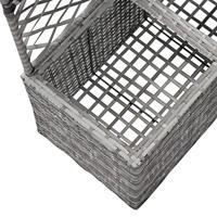 VidaXL Latwerkplantenbak verhoogd met potten 58x30x107 cm rattan grijs - thumbnail