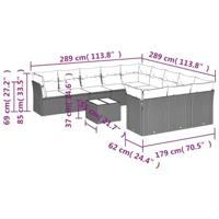 12-delige Loungeset met kussens poly rattan bruin - thumbnail