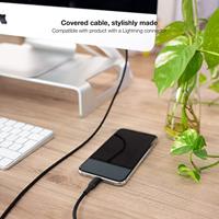 NANOCABLE 10.10.0401-COBK USB-2.0-kabel, compatibel met Apple-apparaten, mesh, zwart, 1 m - thumbnail