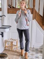 Omkeerbare trui voor/achter de zwangerschap en borstvoeding gemêleerd grijs - thumbnail
