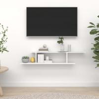 Tv-wandschap 125x18x23 cm bewerkt hout wit - thumbnail