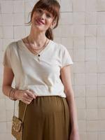 Zwangerschapsshirt met iriserende glans in viscose en lin goudbeige - thumbnail