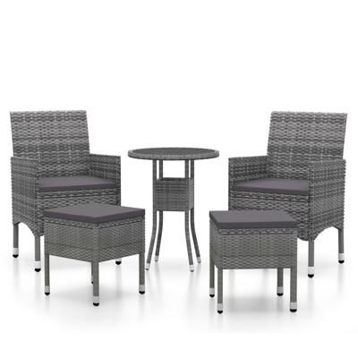 5-delige Loungeset poly rattan grijs - thumbnail
