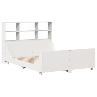 Bed met boekenkast zonder matras massief hout wit 120x190 cm