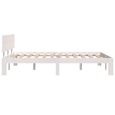 Bedframe massief hout wit 120x190 cm 4FT Small Double Bedframe massief hout wit 120x190 cm 4FT Small Double