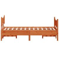 Bedframe zonder matras massief grenenhout wasbruin 135x190 cm - thumbnail