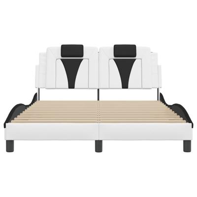 Bedframe "Viana" zonder matras kunstleer wit en zwart 140x190 cm - thumbnail
