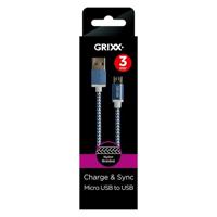 Kabel grixx micro usb naar usb-a 3m blauw wit | 6 stuks - thumbnail