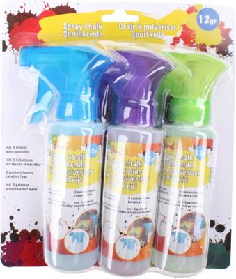 Eddy Toys spuitkrijt assortiment 3 x 12 gram blauw/paars/groen